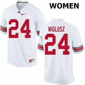 NCAA Ohio State Buckeyes Women's #24 Sam Wiglusz White Nike Football College Jersey PON5245OA